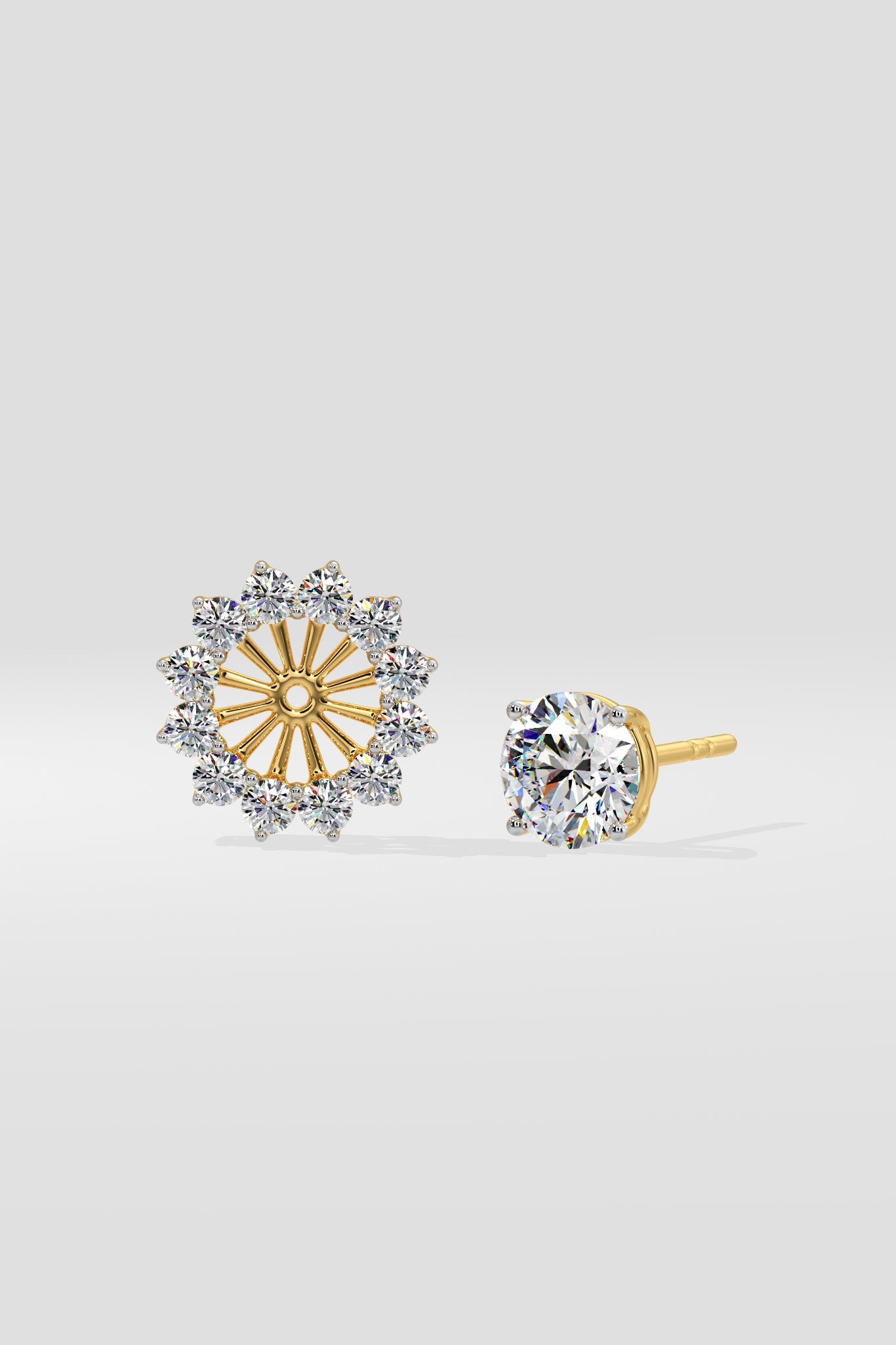 2 ct Sunflower Halo Solitaire Studs