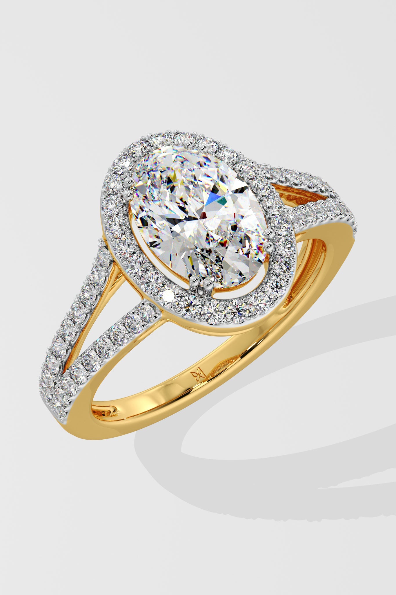 1.5 ct Oval Halo Split Shank Ring