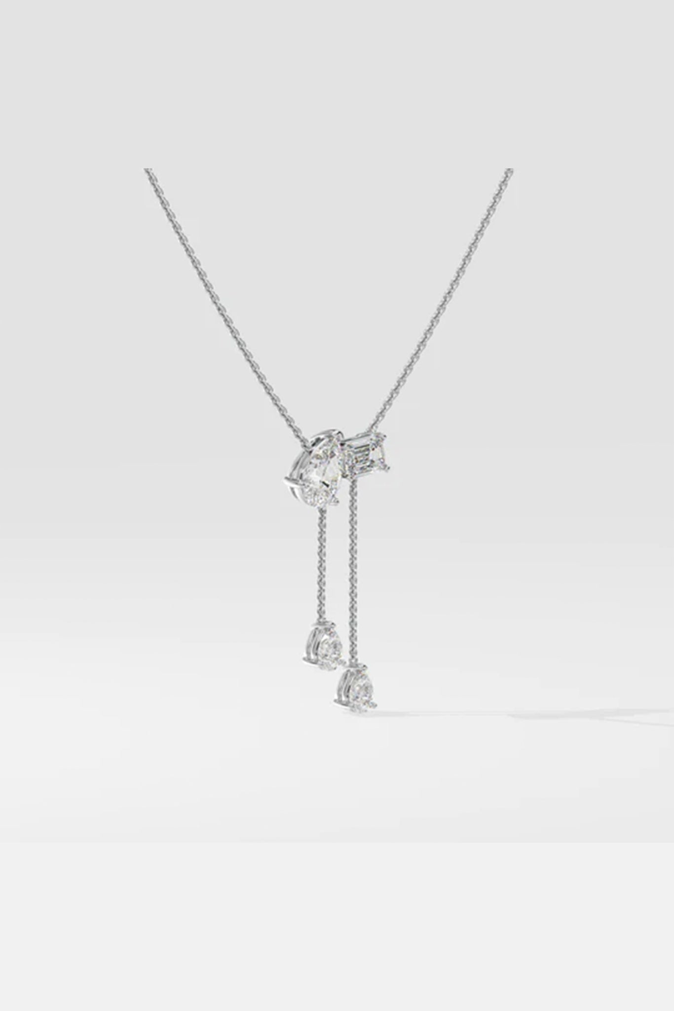 2 Stone Solitaire Necklace With Drops