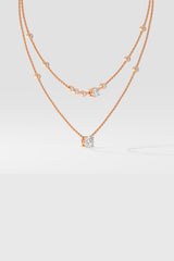 Two Layered Arrayed Solitaire Necklace