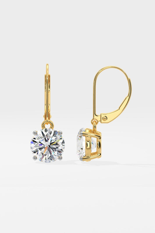 4 ct Solitaire Lever-Back Earrings