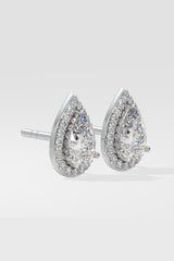 2 ct Pear Solitaire Halo Earrings