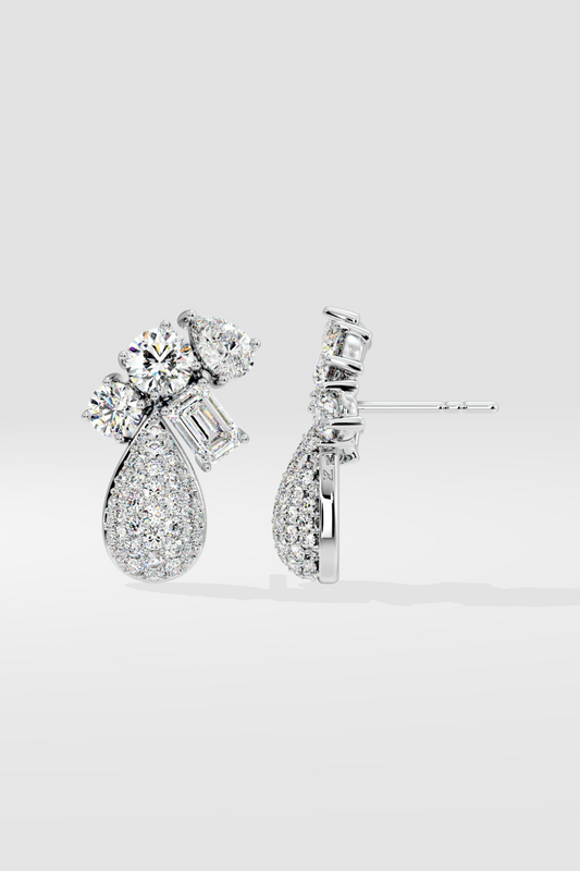 Cluster Diamond Drop Earrings