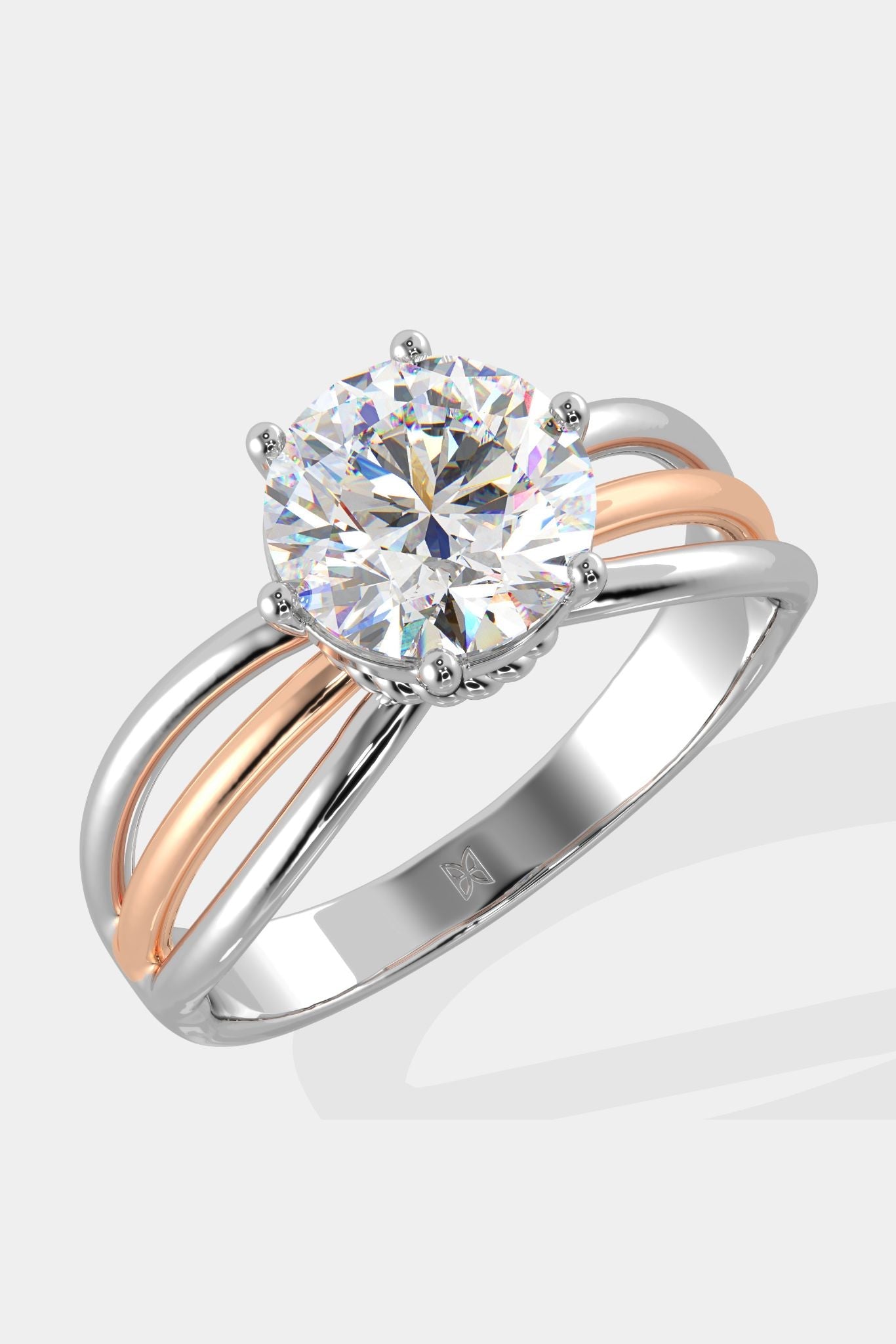 2 ct Tri-Band Solitaire Ring