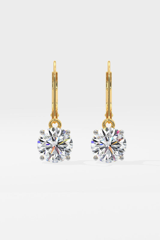 4 ct Solitaire Lever-Back Earrings