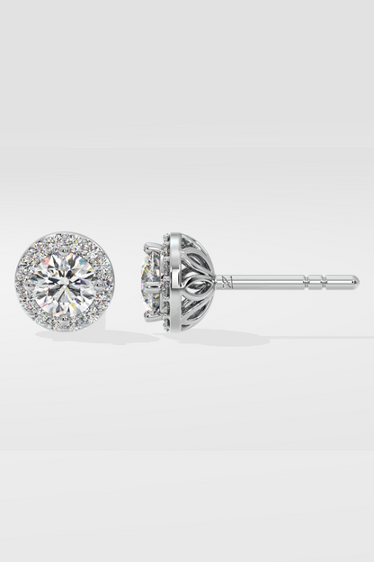 1 ct Solitaire Halo Studs