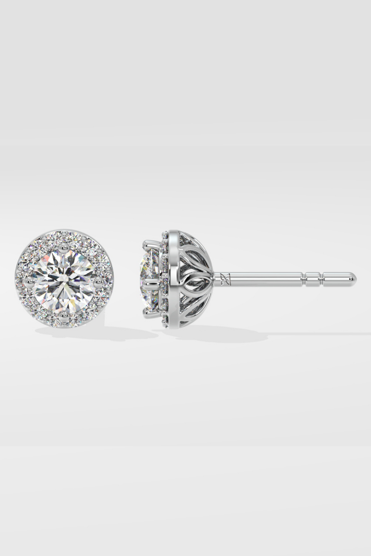 1 ct Solitaire Halo Studs