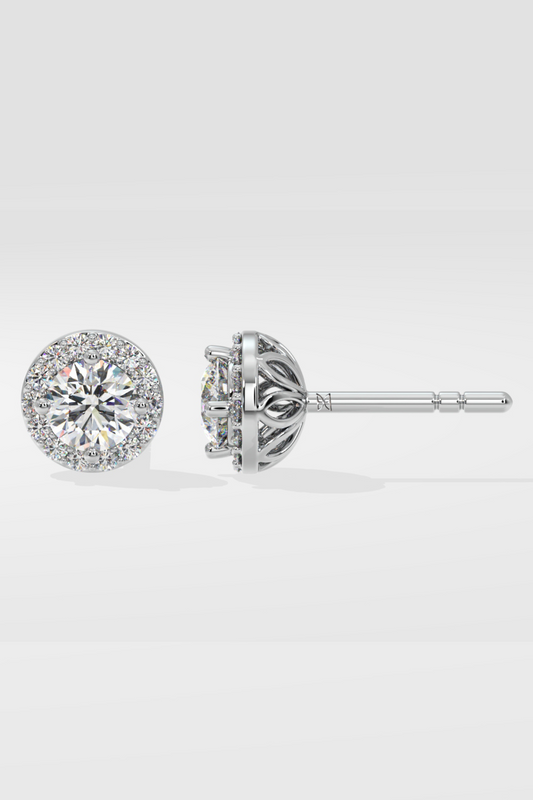 1 ct Solitaire Halo Studs