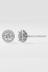 1 ct Solitaire Halo Studs