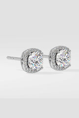 2 ct Cushion Halo Studs