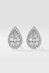 2 ct Pear Solitaire Halo Earrings