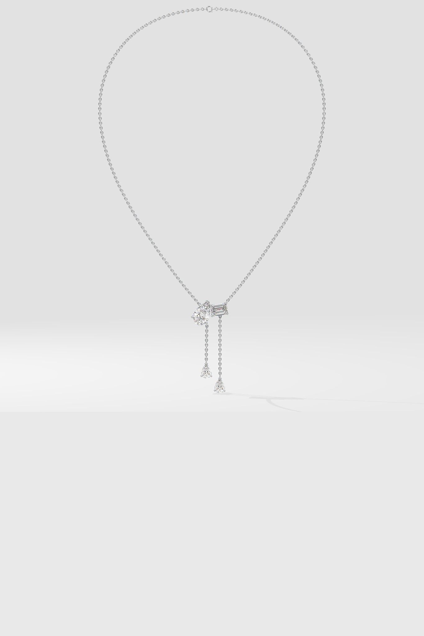 2 Stone Solitaire Necklace With Drops