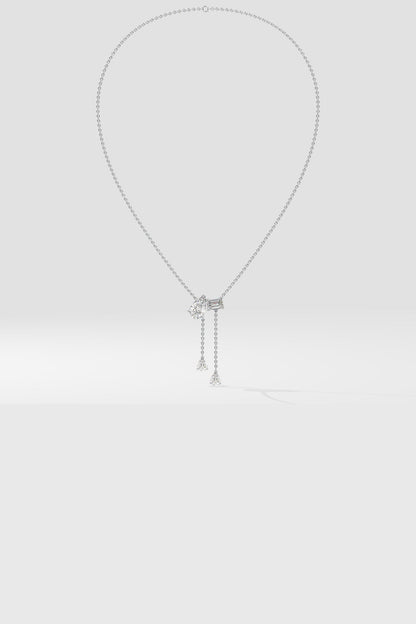 2 Stone Solitaire Necklace With Drops