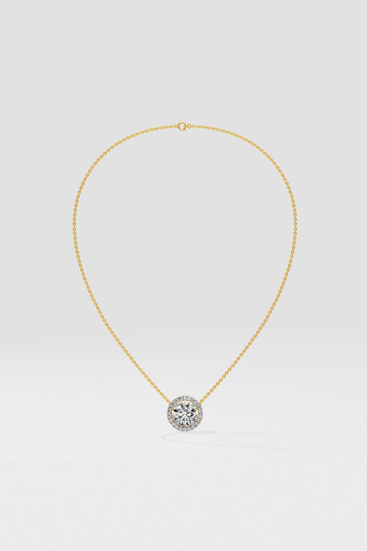 1 ct Halo Solitaire Necklace