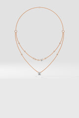 Two Layered Arrayed Solitaire Necklace