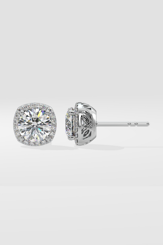 2 ct Cushion Halo Studs