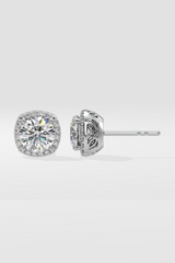 2 ct Cushion Halo Studs