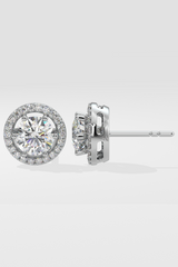 2 ct Solitaire Halo Earrings