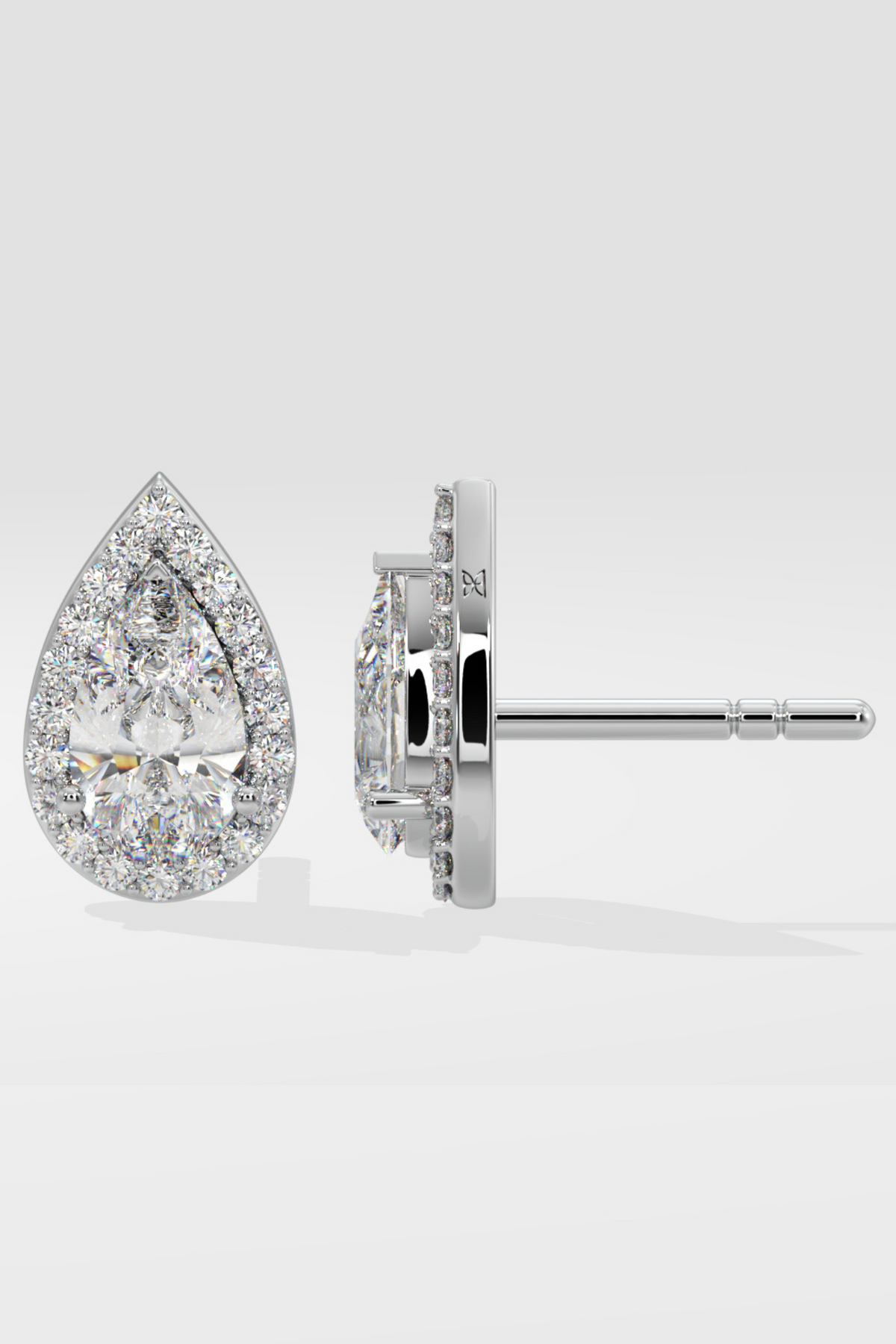 2 ct Pear Solitaire Halo Earrings