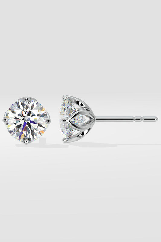 3 ct Solitaire Lotus Studs