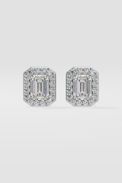 2 ct Emerald Halo Earrings