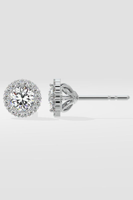1 ct Scalloped Halo Earrings