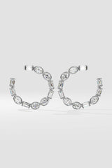 Oval Emerald Diamond Front Hoops