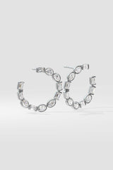 Oval Emerald Diamond Front Hoops