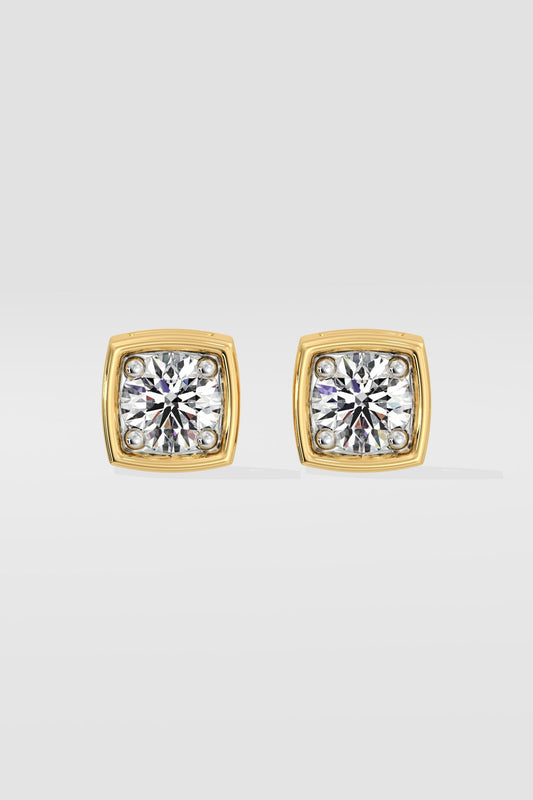 1 ct Bezel Cushion Studs