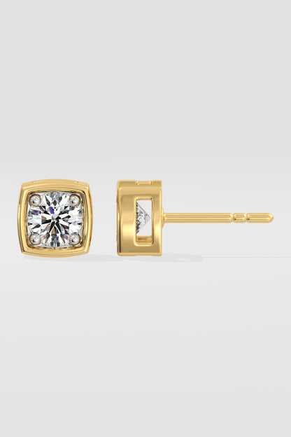 1 ct Bezel Cushion Studs