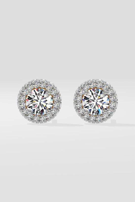 1 ct Floret Halo Earrings