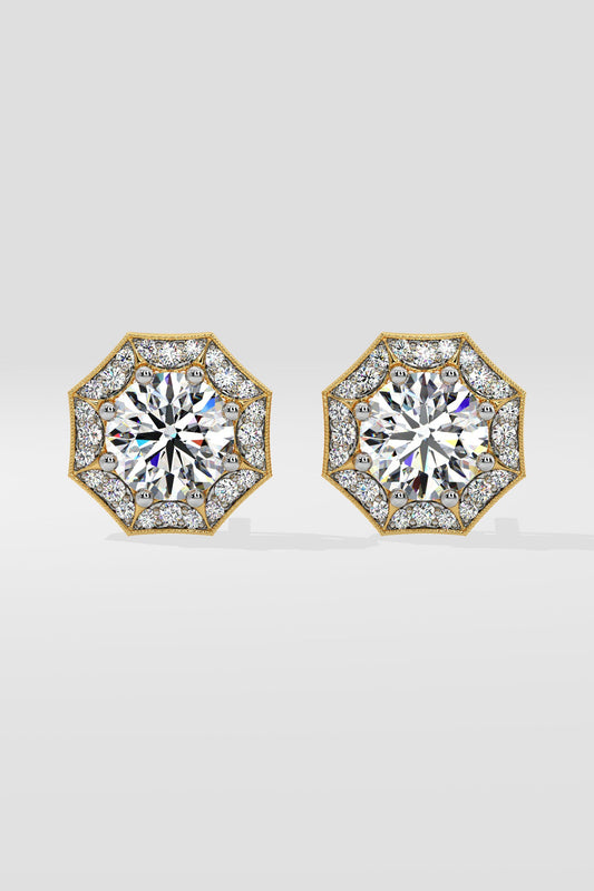 1.5 ct Octa Halo Earrings