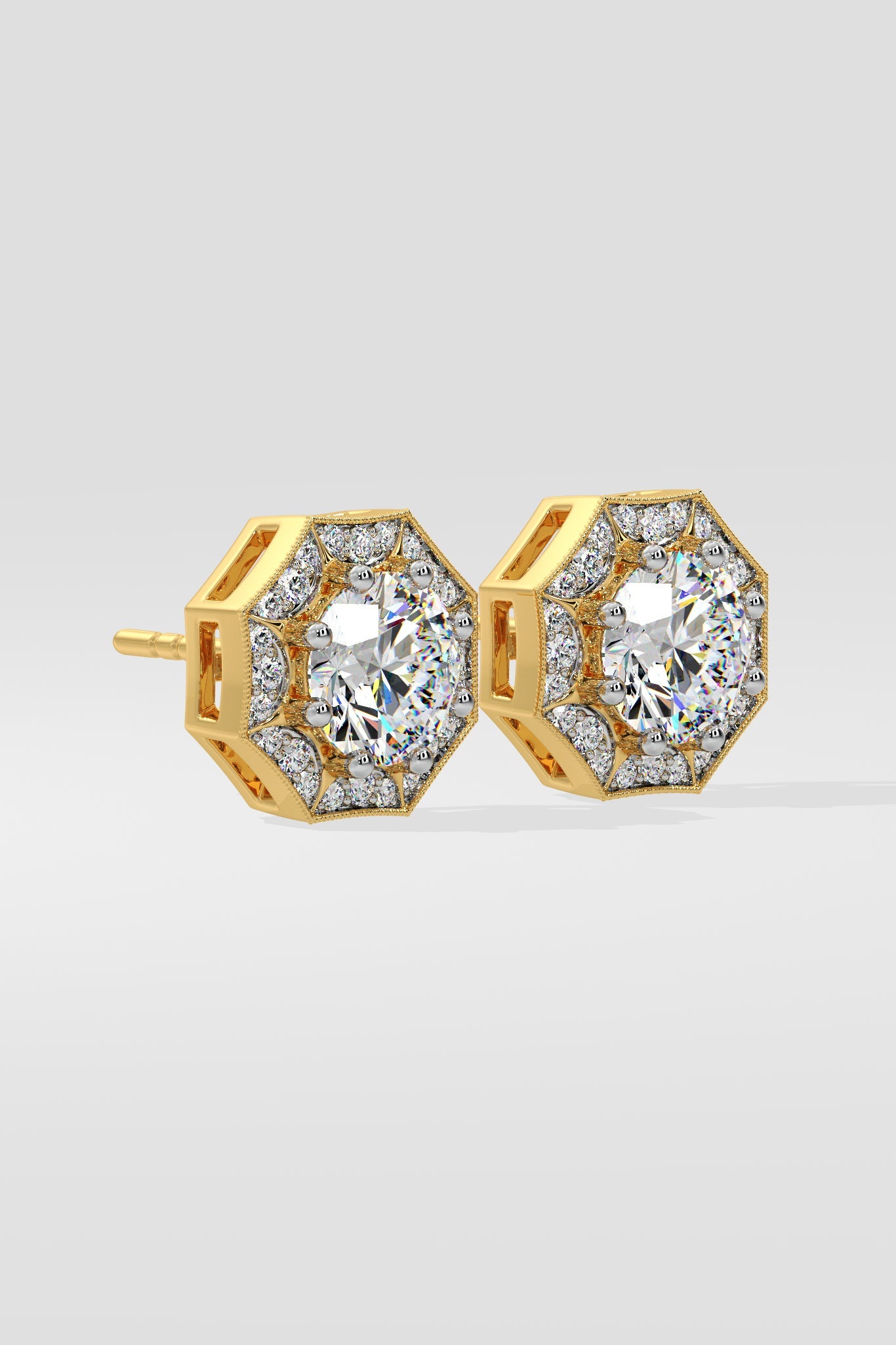1.5 ct Octa Halo Earrings