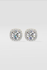 1 ct Cushion Halo Studs