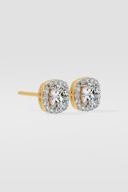 1 ct Cushion Halo Studs