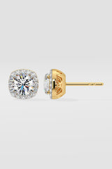 1 ct Cushion Halo Studs