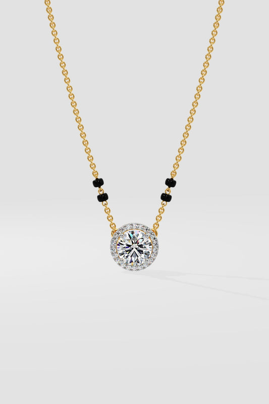 1 ct Solitaire Halo Mangalsutra