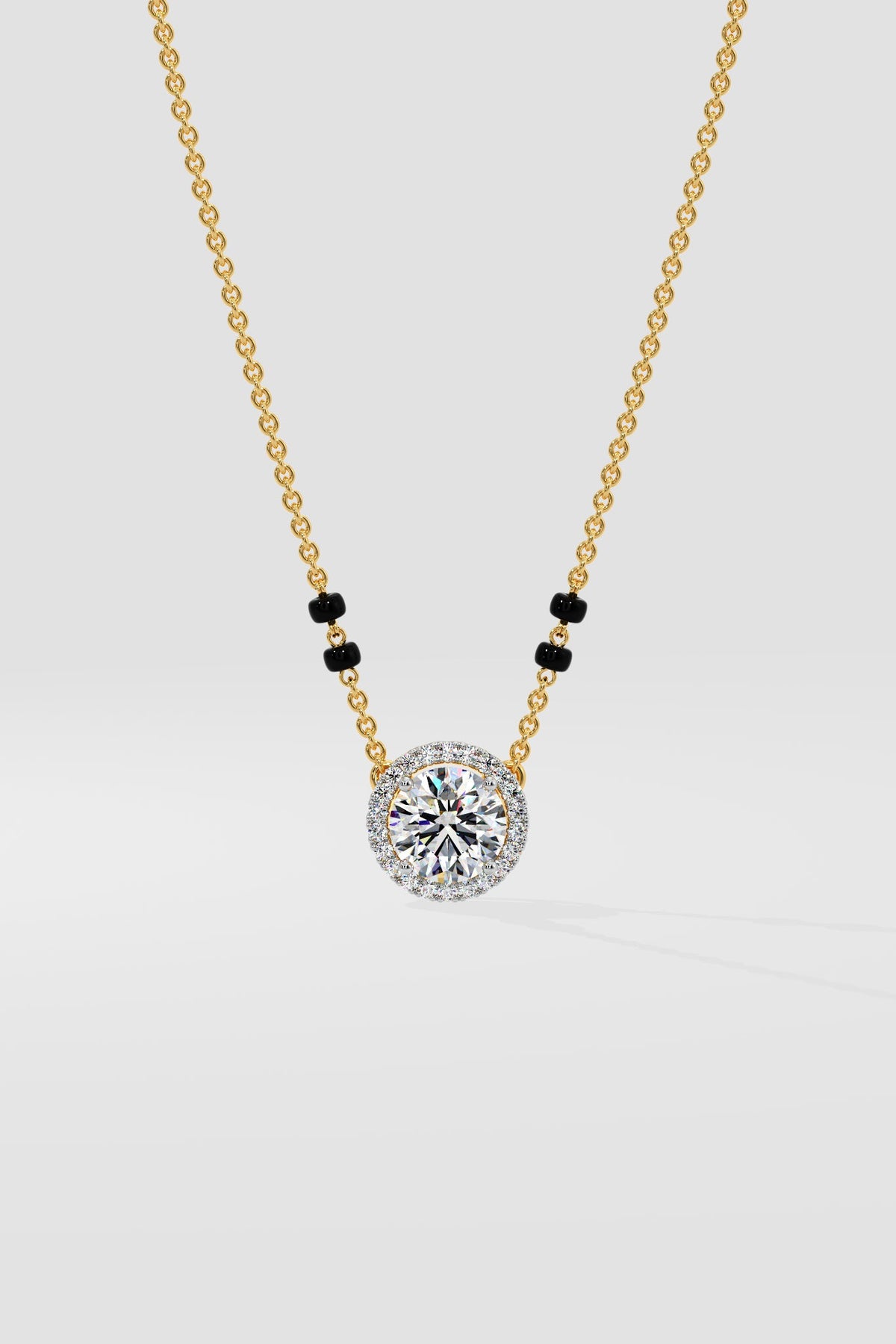 1 ct Solitaire Halo Mangalsutra