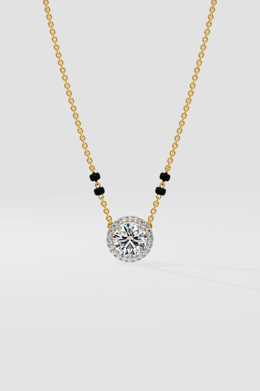 1 ct Solitaire Halo Mangalsutra