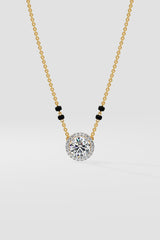 1 ct Solitaire Halo Mangalsutra