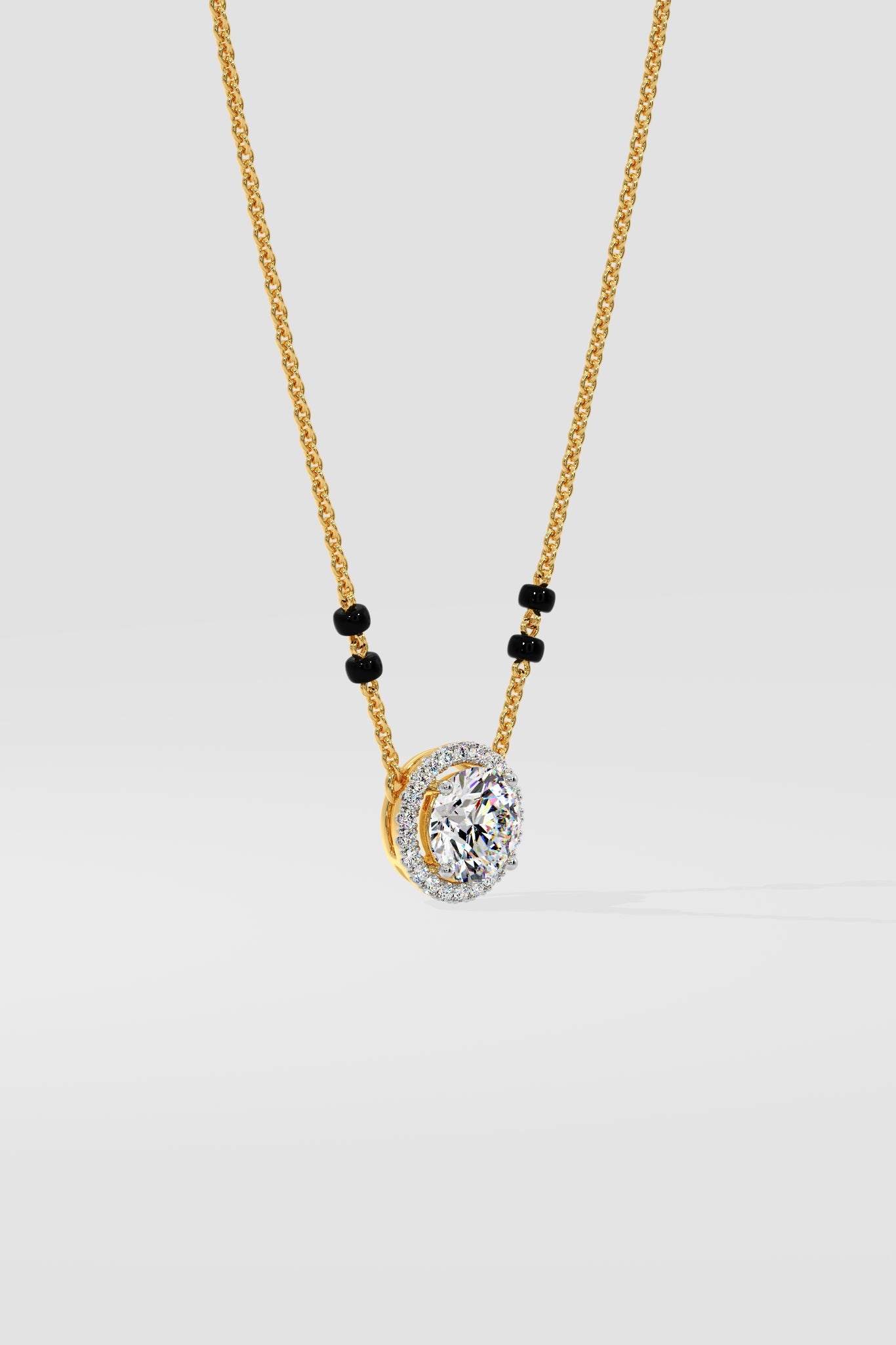 1 ct Solitaire Halo Mangalsutra
