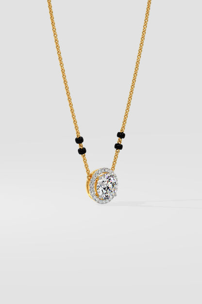 1 ct Solitaire Halo Mangalsutra