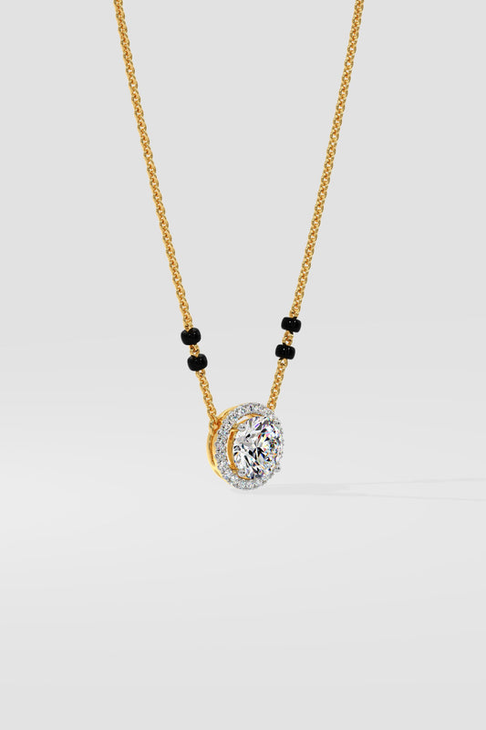 1 ct Solitaire Halo Mangalsutra