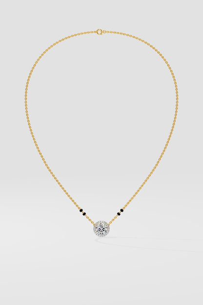 1 ct Solitaire Halo Mangalsutra