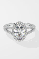 1.5 ct Oval Halo Split Shank Ring