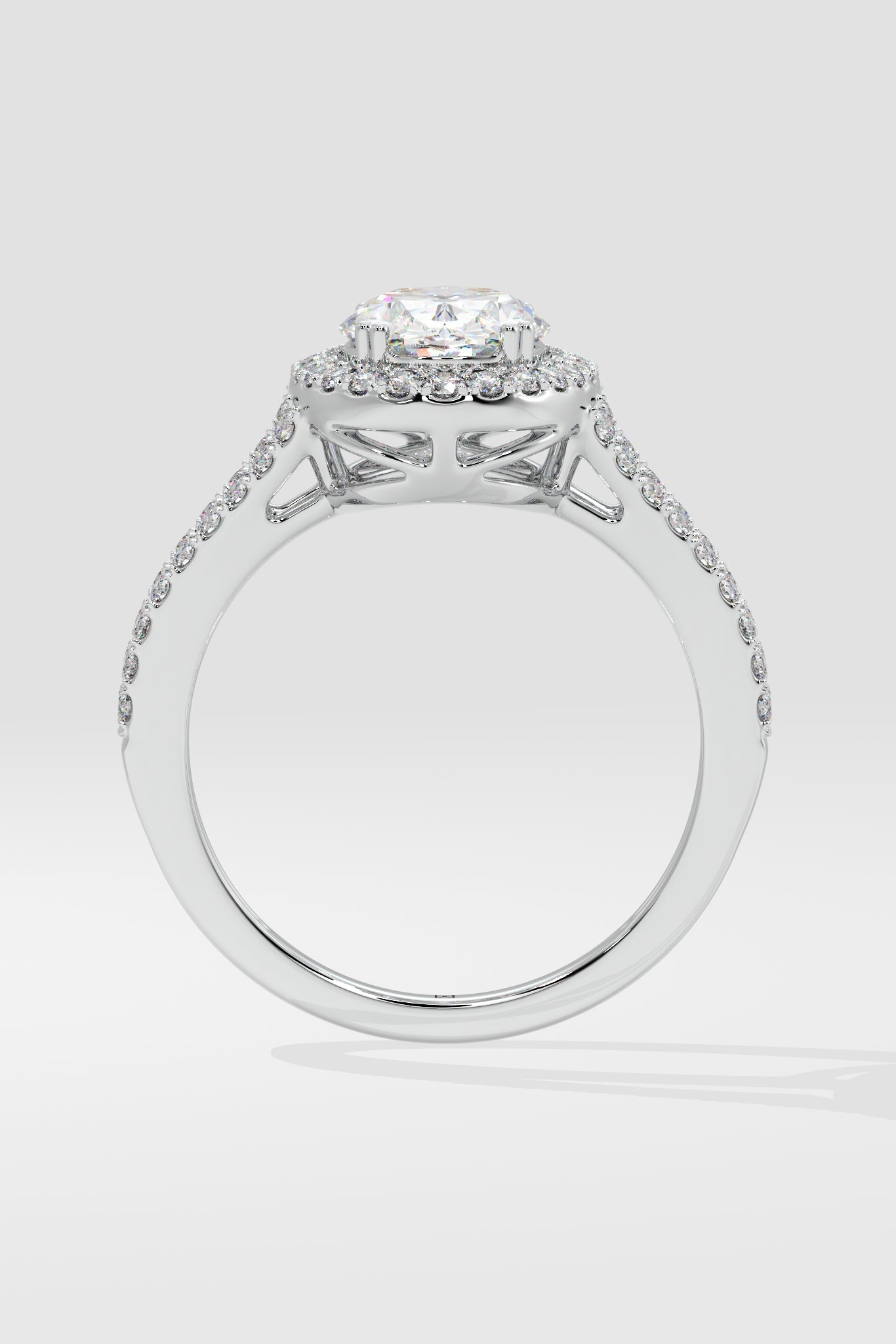 1.5 ct Oval Halo Split Shank Ring
