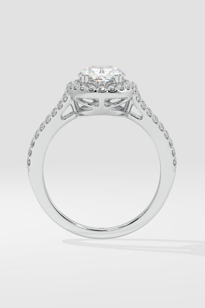 1.5 ct Oval Halo Split Shank Ring