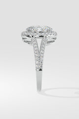 1.5 ct Oval Halo Split Shank Ring