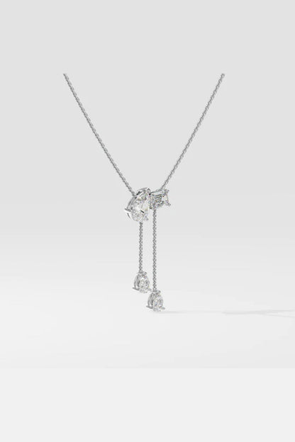 2 Stone Solitaire Necklace With Drops