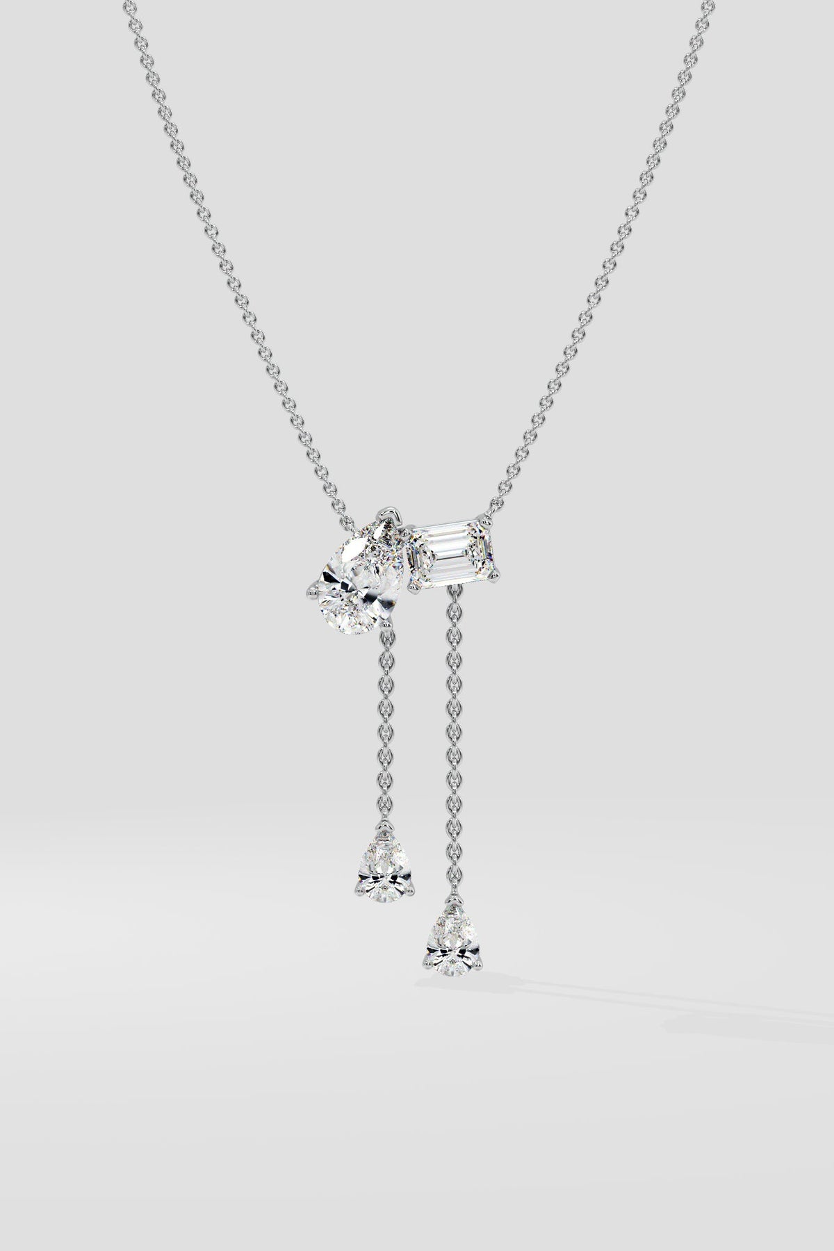 2 Stone Solitaire Necklace With Drops